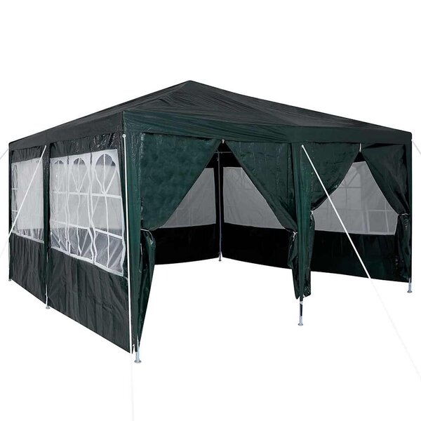 vidaXL Tente de fête Vert et blanc 400 x 400 x 266 cm