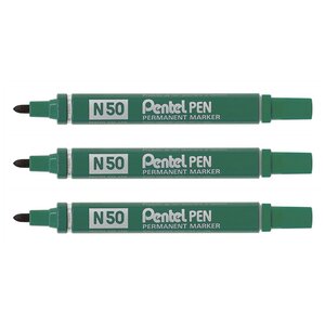 Marqueur permanent N50 Pointe Ogive 2 mm Vert x 3 PENTEL