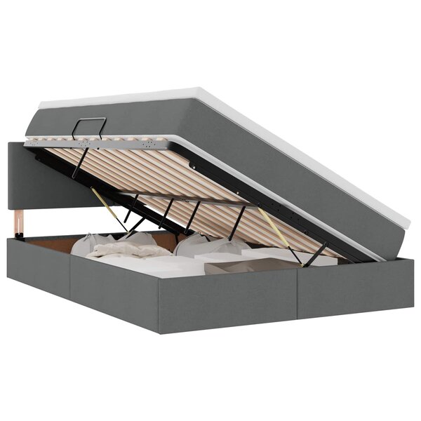 vidaXL Lit de rangement LED avec matelas Gris foncé 140 x 190 cm Tissu
