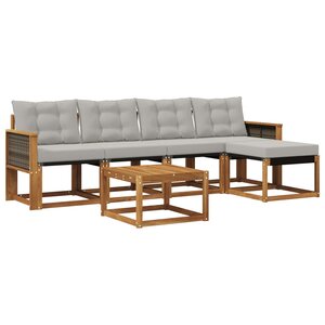 vidaXL Ensemble de canapés d'extérieur 6 pc Naturel et gris clair