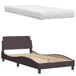 vidaXL Lit avec matelas marron foncé 100x200 cm tissu