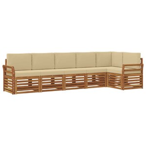 vidaXL Ensemble de canapé d'angle avec coussin 6 Pièces Naturel et Beige