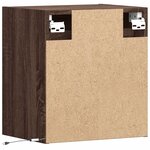 vidaXL Table de chevet murale avec lumières LED chêne marron