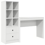 vidaXL Bureau avec tiroir avec étagère avec stockage 2 Pièces Blanc