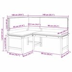 Banc d'angle de jardin vidaXL avec coussins 140x100x91 cm en bois massif d'acacia