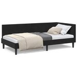 vidaXL Cadre de lit d'angle Autre avec tête de lit Noir 90 x 200 cm