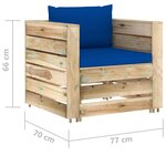 vidaXL Salon de jardin 2 Pièces avec coussins Bois imprégné de vert