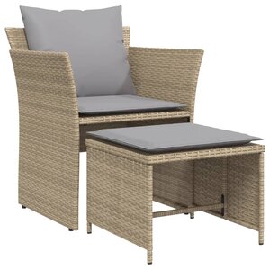 vidaXL Chaise de jardin avec tabouret beige résine tressée