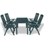 vidaXL Ensemble à manger d'extérieur 5 Pièces Plastique Vert