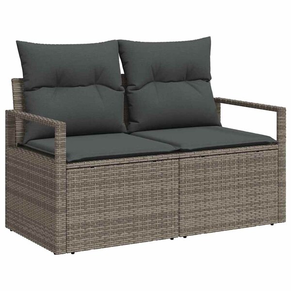 vidaXL Ensemble de canapé de jardin 7 Pièces Gris Poly rotin