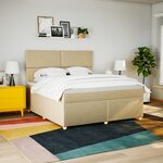 vidaXL Sommier à lattes de lit avec matelas Crème 180x200 cm Tissu