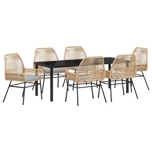 vidaXL Ensemble de salle à manger pour jardin 7 pc Marron polyrotin