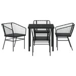 vidaXL Set de salle à manger de jardin 5 pièces avec coussins en poly rotin noir
