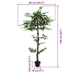 vidaXL Plante Ficus artificielle Vert 85 x 18 x 160 cm Tissu et bois