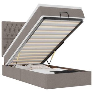 vidaXL Lit ottoman avec matelas taupe 100x200 cm tissu