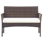 vidaXL Salon de jardin 4 Pièces avec coussin Résine tressée Marron