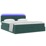 vidaXL Lit de rangement LED avec matelas Vert foncé 200 x 200 cm
