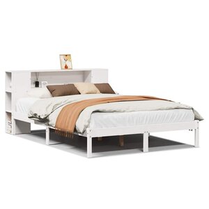vidaXL Lit bibliothèque sans matelas blanc 120x190 cm bois pin massif