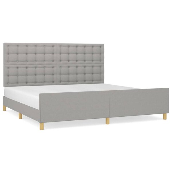vidaXL Cadre de lit avec tête de lit Gris clair 200x200 cm Tissu