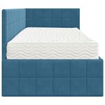vidaXL Cadre de lit d'angle avec matelas 2 Pièces Bleu Velours