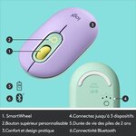 Souris sans fil logitech pop mouse avec emojis personnalisables  bluetooth  usb  multidispositifs - menthe