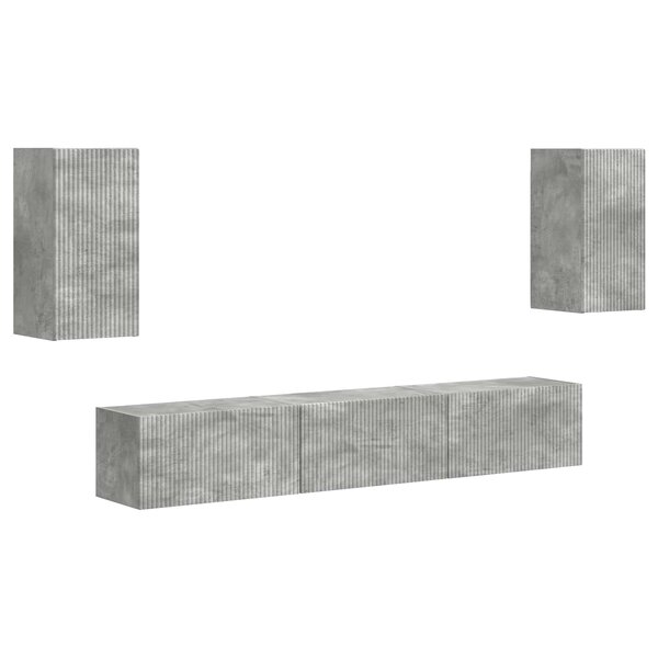 vidaXL Ensemble meuble TV 5 Pièces Gris béton Bois d'ingénierie