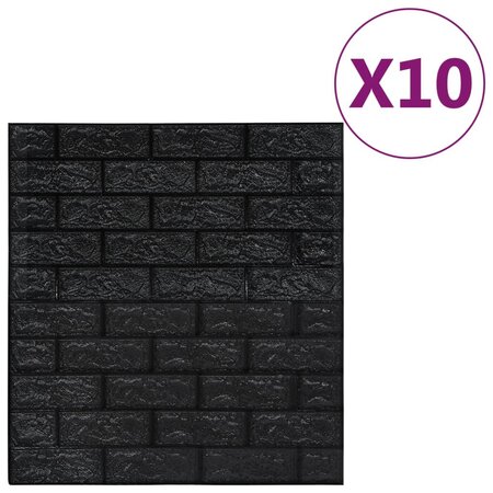 vidaXL Papier peint 3D autoadhésif Briques 10 Pièces Noir