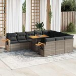 vidaXL Ensemble de canapés de jardin 11 Pièces et coussins rotin acacia