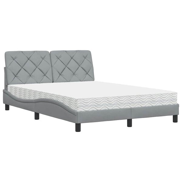 vidaXL Lit avec matelas gris clair 140x190 cm tissu