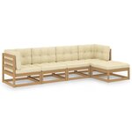vidaXL Salon de jardin 5 Pièces avec coussins Bois de pin massif