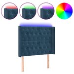 vidaXL Tête de lit à LED Bleu foncé 103x16x118/128 cm Velours