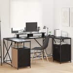 vidaXL Bureau Chêne Noir 182 x 101 x 87.5 cm Bois d'ingénierie