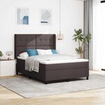 vidaXL Lit à ressorts avec matelas Marron foncé 160 x 200 cm tissu
