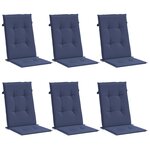 vidaXL Coussins de chaise à dossier haut lot de 6 bleu marine tissu