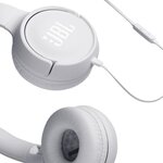 JBL T500WHT Casque Filaire - Câble plat anti-noeuds