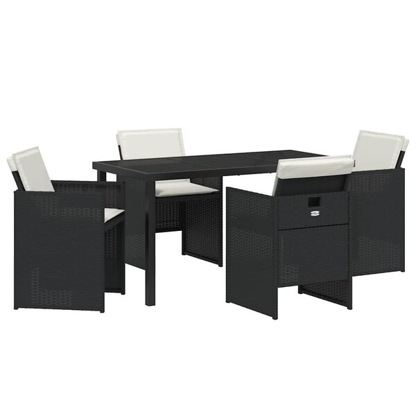 vidaXL Ensemble de salle à manger pour jardin 5 Pièces Noir polyrotin