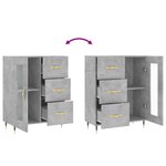 vidaXL Buffet gris béton 69 5x34x90 cm bois d'ingénierie