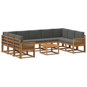 vidaXL Ensemble de canapés d'extérieur 10 Pièces Naturel et Anthracite