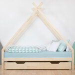 Lit Tipi enfant bois massif naturel 140 x 200 cm