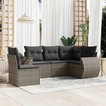 vidaXL Salon de jardin 5 Pièces avec coussins gris résine tressée
