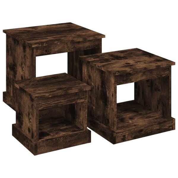 vidaXL Tables basses 3 Pièces chêne fumé bois d'ingénierie
