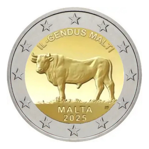 2 euros commémorative Malte 2025 UNC - Le B uf Maltais.