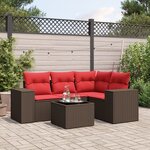 vidaXL Salon de jardin avec coussins 5 Pièces marron résine tressée