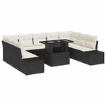 vidaXL Ensemble de canapé de jardin 10 Pièces Noir Poly rotin