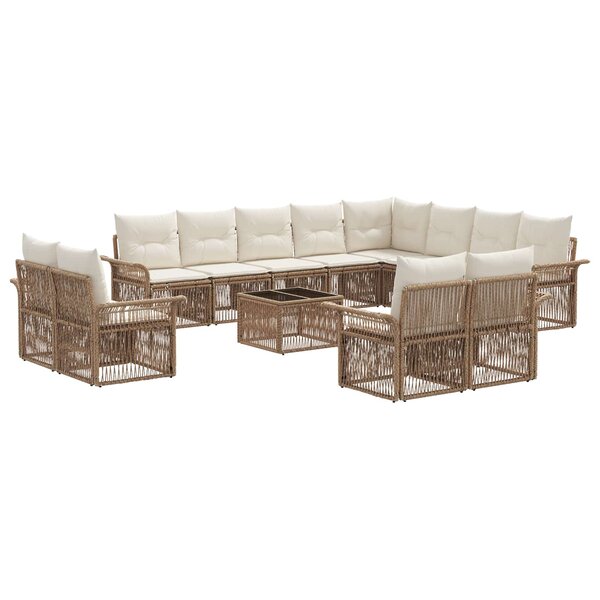 vidaXL Ensemble de canapé de jardin 13 Pièces Beige et blanc crème