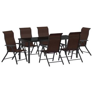 vidaXL Ensemble de salle à manger pour jardin 7 Pièces Marron