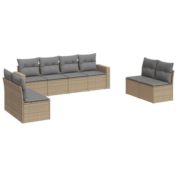 vidaXL Salon de jardin avec coussins 8 Pièces beige résine tressée