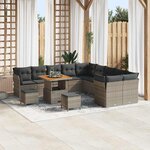 vidaXL Ensemble de canapé de jardin 13 Pièces Gris polyrotin
