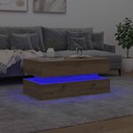 vidaXL Table basse avec lumières LED chêne artisanal 90x50x40 cm