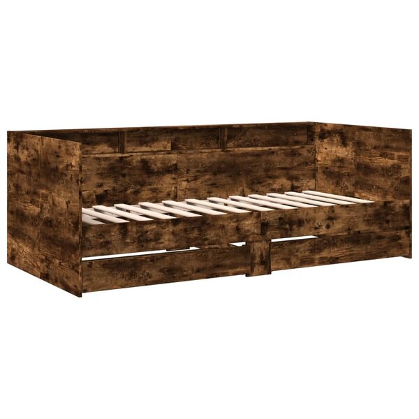 vidaXL Lit de jour avec tiroirs chêne fumé 90x190 cm bois d'ingénierie